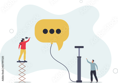 Inequality and injustice.employee bursts a message bubble.flat vector illustration.