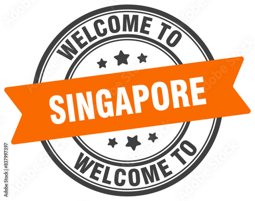 Welcome to Singapore stamp. Singapore round sign