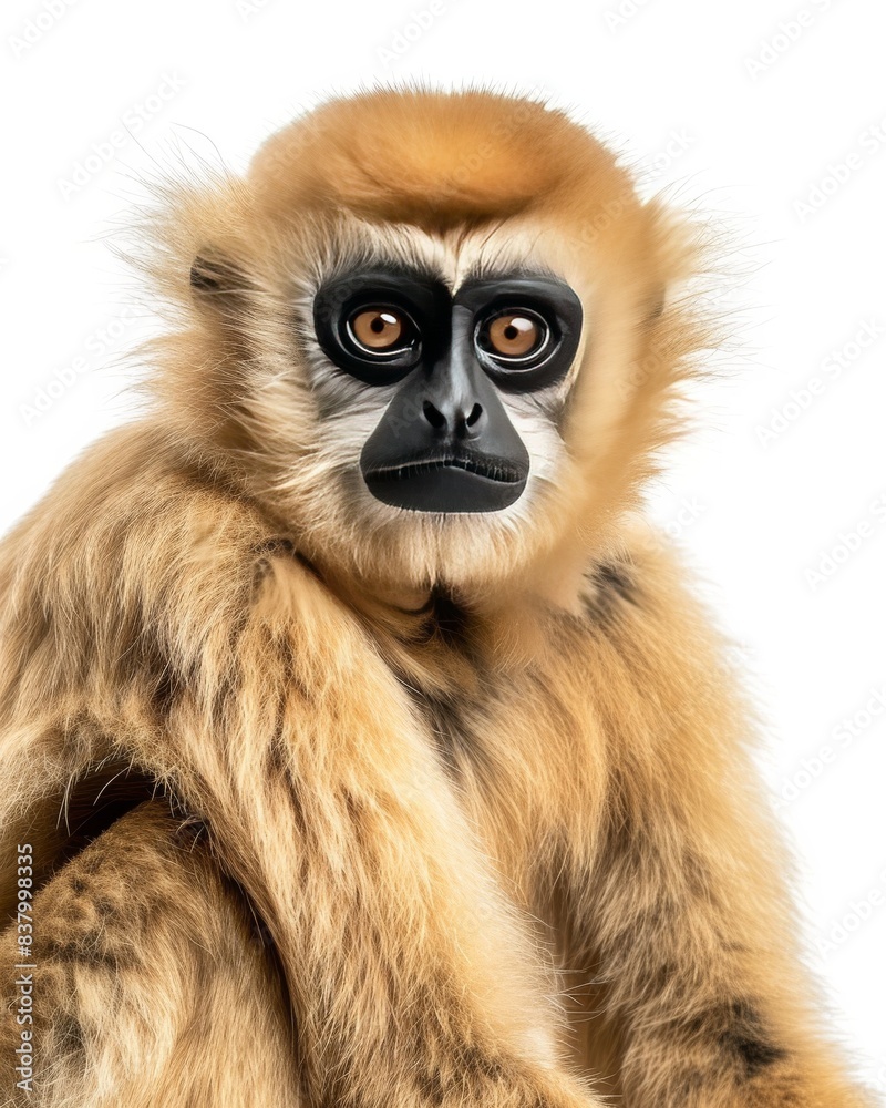 the Bornean Agile Gibbon copy space on right Isolated on white background the Bornean Agile Gibbon copy space on right Isolated on white background