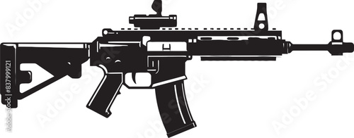 Tactical Armament Modern Gun Vector Rapid Firepower Vector Icon Art