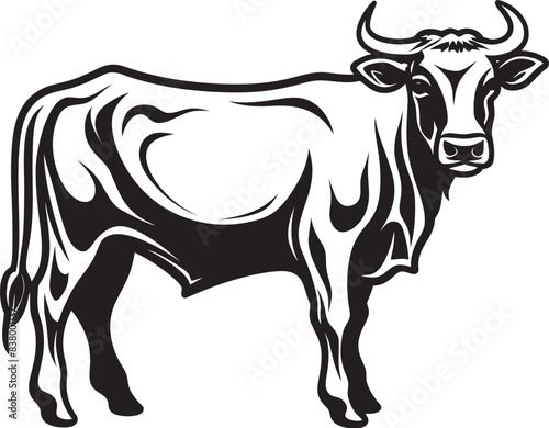 Grazing Glory Iconic Logo Graphic Moo Majesty Cow Vector Icon