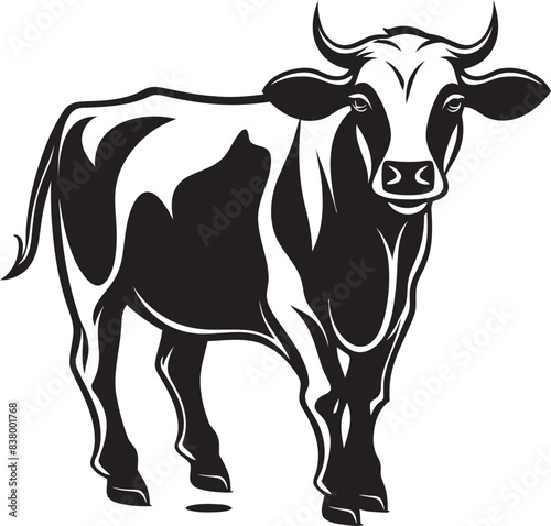 Pastoral Panache Icon Design Graphic Horned Harmony Cow Logo Icon