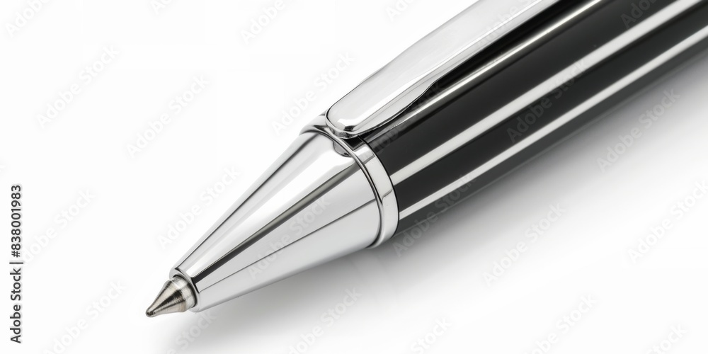 Modern ballpoint pen on white background