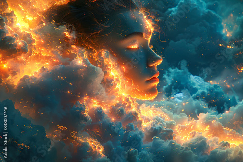 Fiery clouds abstract background texture