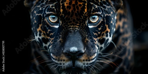 Closeup of black jaguar eyes. Concept Wildlife Photography, Animal Closeups, Nature's Beauty