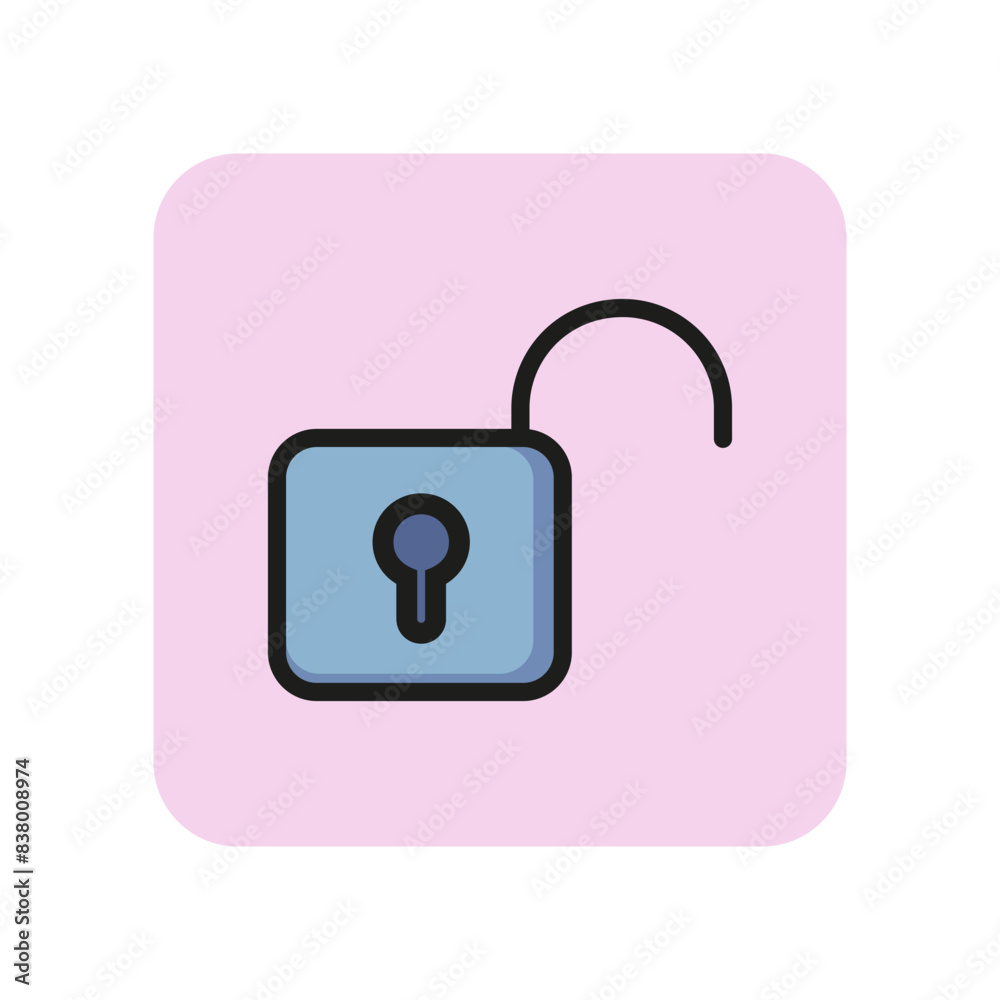 Opened lock line icon. Padlock, solution, password. Security concept. Vector illustration can be used for topics like private information, protection, storage Opened lock line icon. Padlock, solution, password. Security concept. Vector illustration can be used for topics like private information, protection, storage