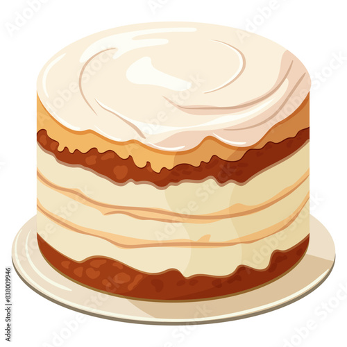 A cake with buttercream. Illustration on a white background