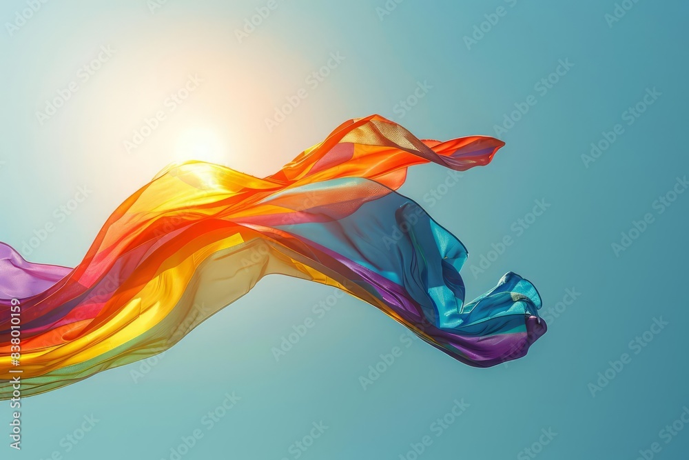 Vibrant Rainbow Flag Waving in the Wind as a Symbol of Gay Pride and LGBT Unity Vibrant Rainbow Flag Waving in the Wind as a Symbol of Gay Pride and LGBT Unity