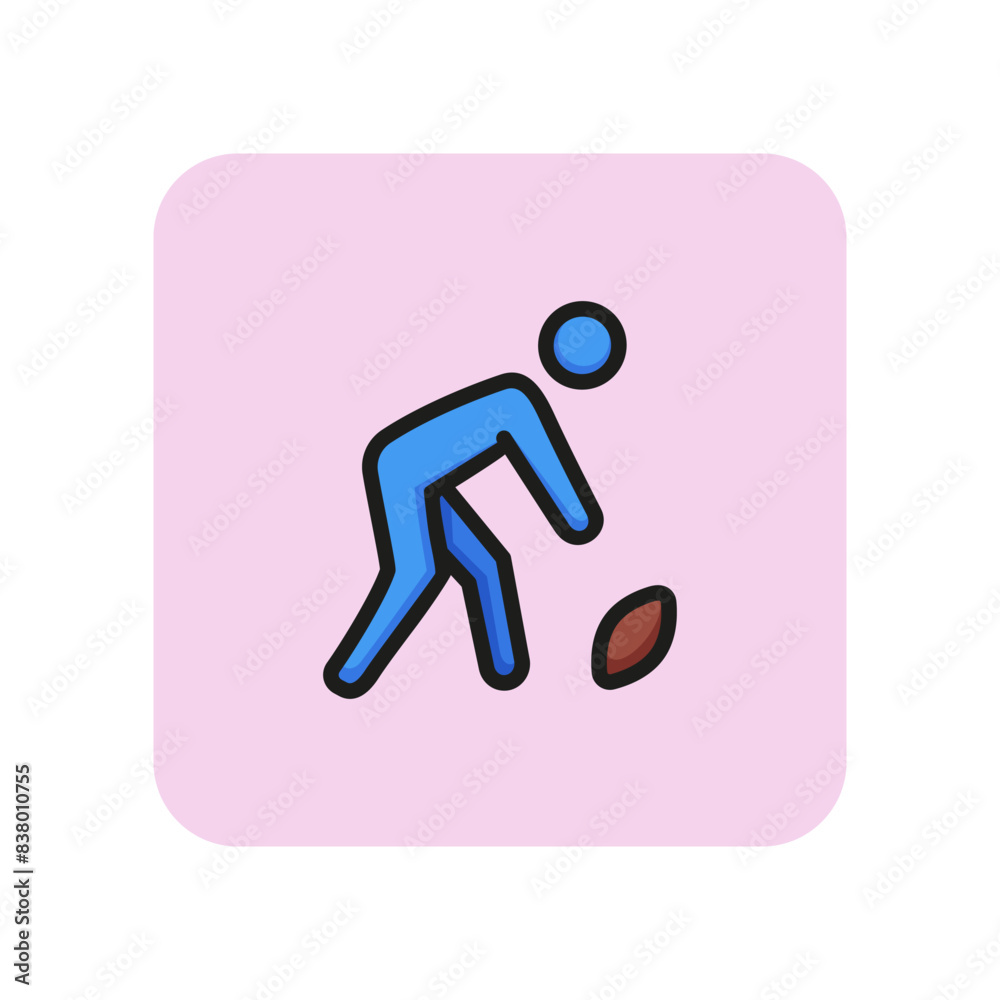 Rugby player line icon. American football, ball, field. Sport concept. Can be used for topics like team play, football league, championship. Rugby player line icon. American football, ball, field. Sport concept. Can be used for topics like team play, football league, championship.