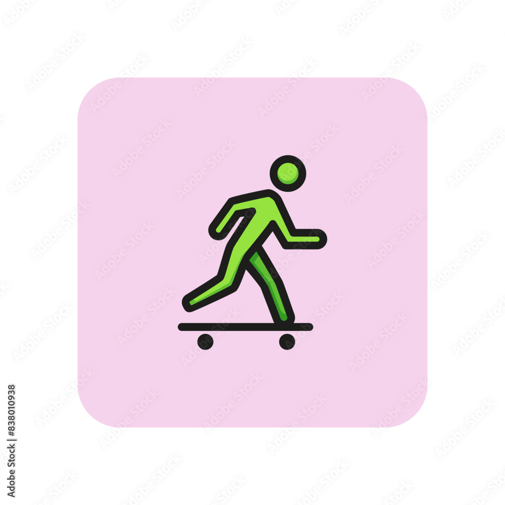 Skateboard line icon. Skate board, skater, wheel. Active lifestyle concept. Can be used for topics like extreme sport, urban activity, youth. Skateboard line icon. Skate board, skater, wheel. Active lifestyle concept. Can be used for topics like extreme sport, urban activity, youth.