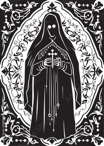 Santa Muerte Cross Design Santa Muerte Symbolic Vector Illustration