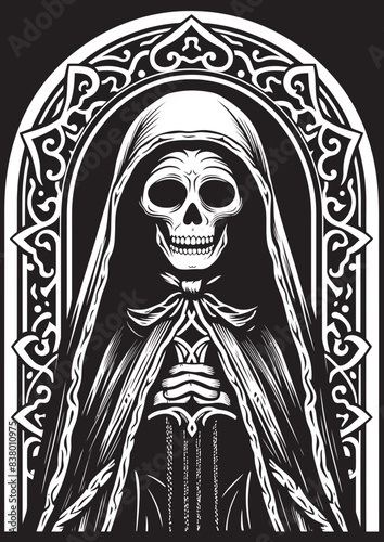 Santa Muerte Vector Portrait Ornate Santa Muerte Logo