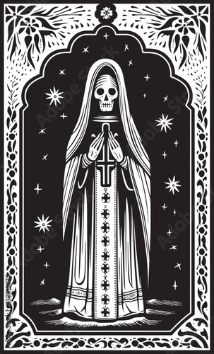 Santa Muerte Digital Vector Illustration Santa Muerte Dark Graphic