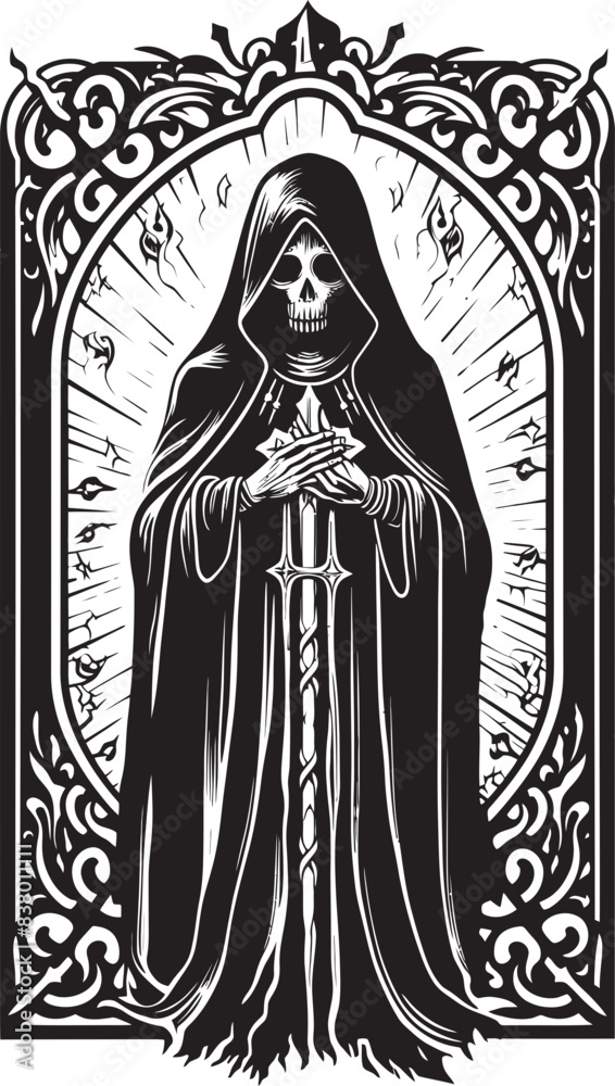 Fototapeta premium Santa Muerte Face Icon Santa Muerte Grunge Design