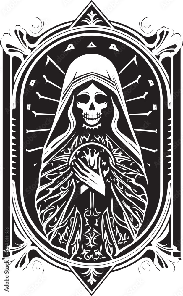 Fototapeta premium Santa Muerte Robe Vector Artwork Santa Muerte Candle Graphic Symbol