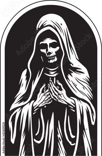 Santa Muerte Grunge Design Santa Muerte Skeleton Vector Portrait