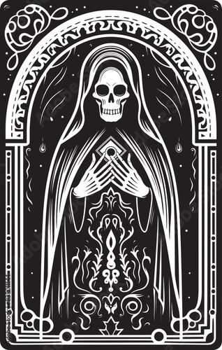 Santa Muerte Heart Design Santa Muerte Traditional Tattoo Vector