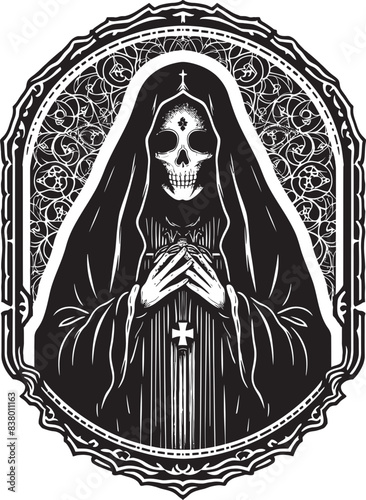 Santa Muerte Sunset Graphic Santa Muerte Minimalist Icon