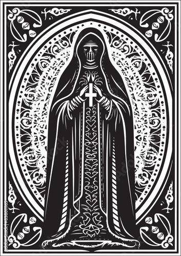 Santa Muerte Skull Icon Design Santa Muerte Robe Vector Artwork