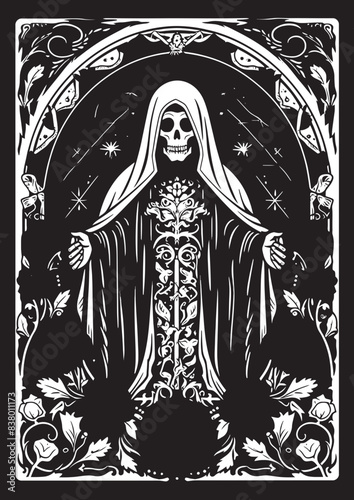 Santa Muerte Catrina Design Santa Muerte Sacred Heart Vector