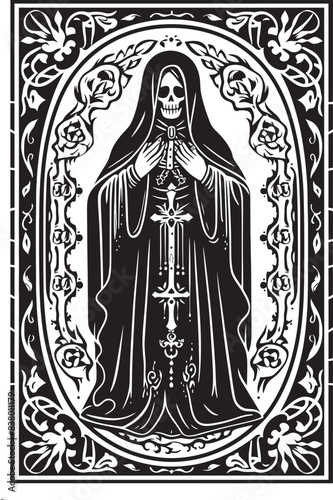 Santa Muerte Sacred Heart Vector Santa Muerte Money Graphic