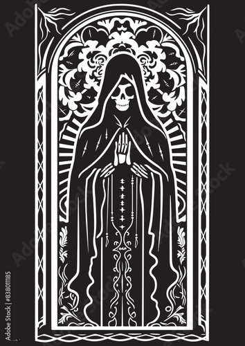 Santa Muerte Crystal Ball Vector Santa Muerte Candle Graphic