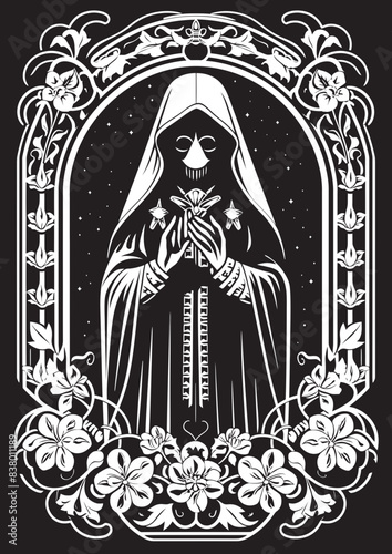 Santa Muerte Praying Design Santa Muerte Dagger Vector