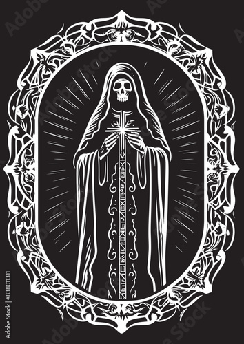 Santa Muerte Skull Design Santa Muerte Winged Vector