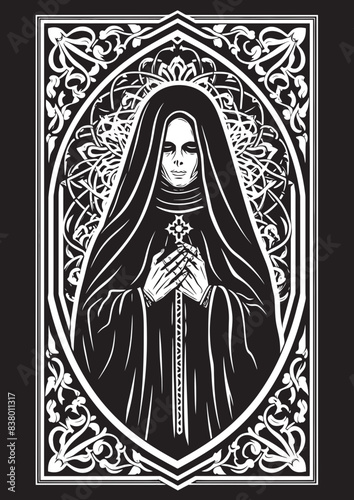 Santa Muerte Rose Graphic Santa Muerte Death Mask Icon