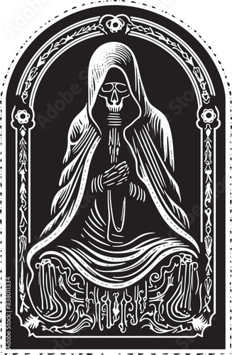 Santa Muerte Sacred Site Design Santa Muerte Robe Vector