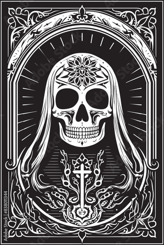 Santa Muerte Sacred Geometry Design Santa Muerte Tarot Vector