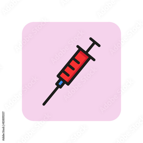 Sterile syringe line icon. Cure, injection, treatment. Immunization concept. Vector illustration can be used for topics like vaccination, botox, hospital