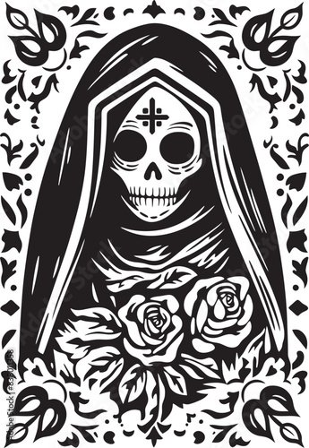 Santa Muerte Cartoon Icon Santa Muerte Cross Design