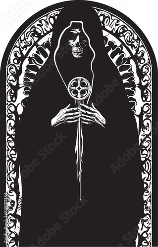 Santa Muerte Traditional Art Vector Santa Muerte Scythe Graphic