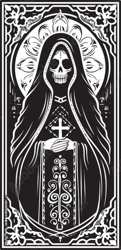 Santa Muerte Cross Graphic Santa Muerte Modern Icon