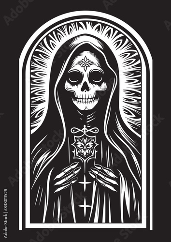 Santa Muerte Cartoon Icon Vector Santa Muerte Cross Design Symbol