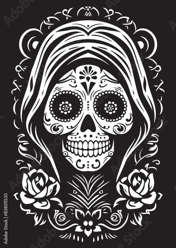 Santa Muerte Death Goddess Logo Santa Muerte Cartoon Icon Vector