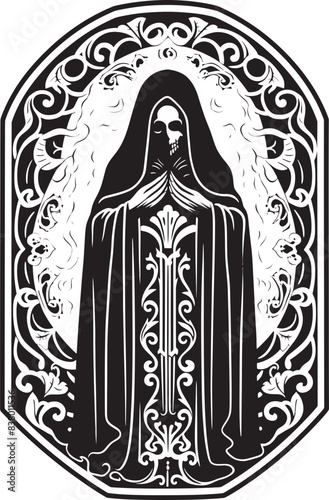 Santa Muerte Wings Logo Icon Santa Muerte Mystical Icon Vector