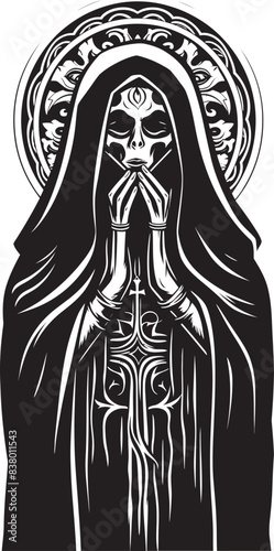Santa Muerte Traditional Graphic Art Santa Muerte Sacred Symbol Icon