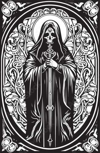 Santa Muerte Symbolic Vector Art Santa Muerte Dagger Graphic Design