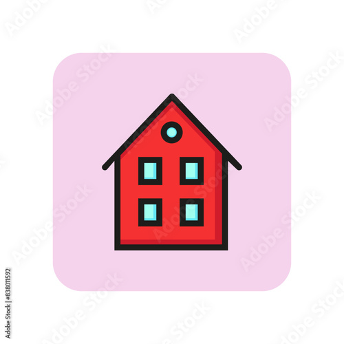Two-storey house line icon. Building, real estate, dwelling. Home concept. Vector illustration can be used for topics like property, insurance, construction
