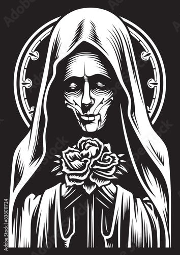 Santa Muerte Spiritual Vector Art Santa Muerte Sunset Graphic Emblem