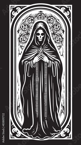 Santa Muerte Heart Design Symbol Santa Muerte Traditional Tattoo Vector