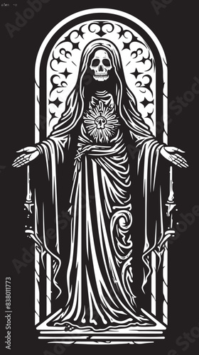 Santa Muerte Veil Icon Vector Santa Muerte Heart Design Symbol