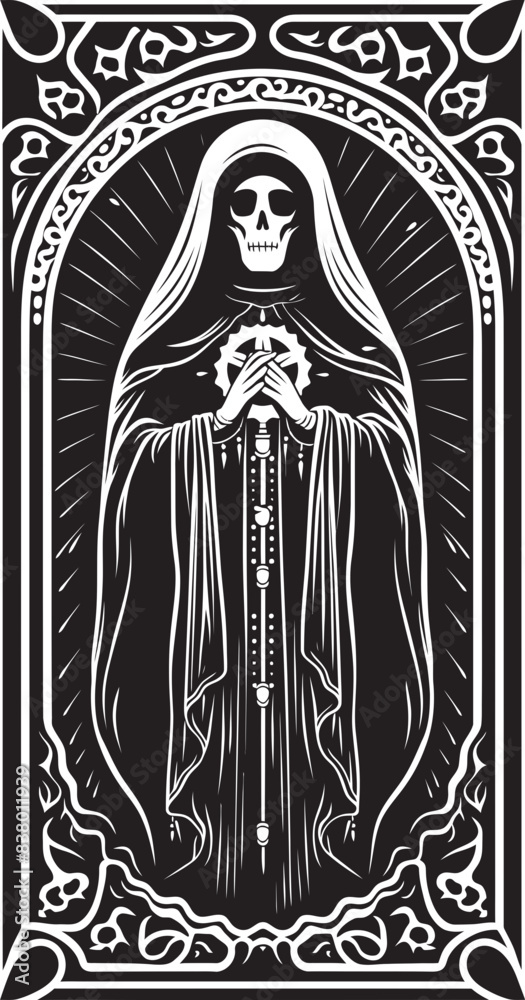 Fototapeta premium Santa Muerte Eye Graphic Design Santa Muerte Angel Icon Vector