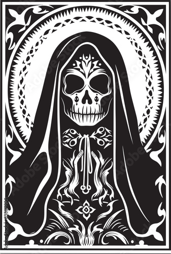 Santa Muerte Sacred Symbol Icon Santa Muerte Roses Logo Art