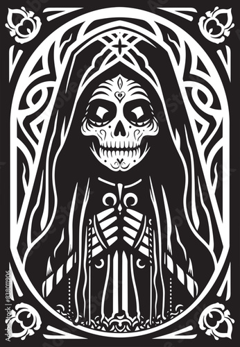 Santa Muerte Holy Cross Vector Santa Muerte Tattoo Flash Graphic
