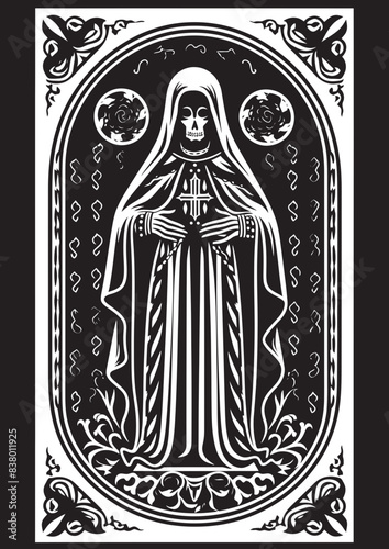 Santa Muerte Gothic Design Art Santa Muerte Fortune Teller Vector