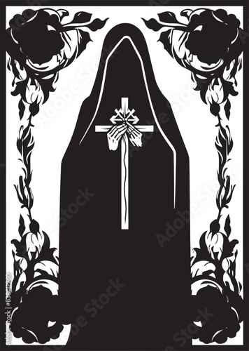 Santa Muerte Roses Logo Art Santa Muerte Digital Vector Illustration