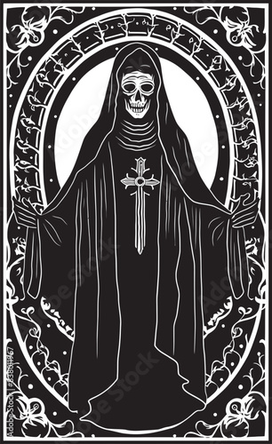 Santa Muerte Traditional Art Vector Santa Muerte Scythe Graphic Logo